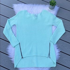 Bar III pastel green zip side sweater